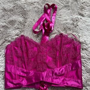 Elegant Pink Lace Bustier